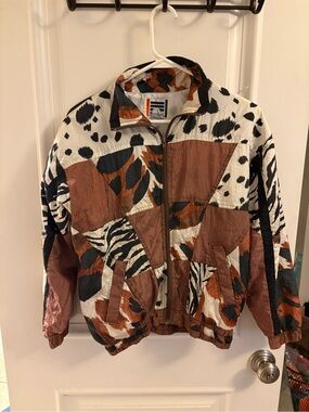 Vintage 1990s EVR animal print jogging suit jacket